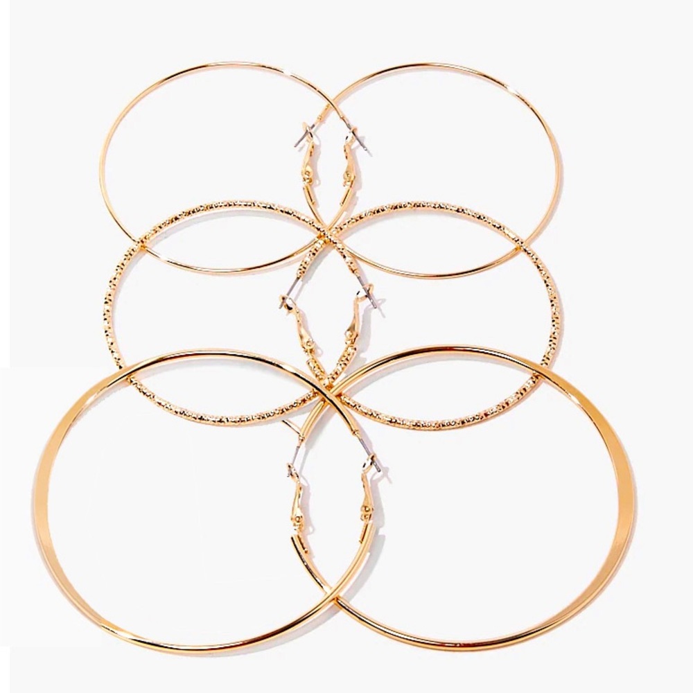 Gold Hoop Earring Set (3)- NWT